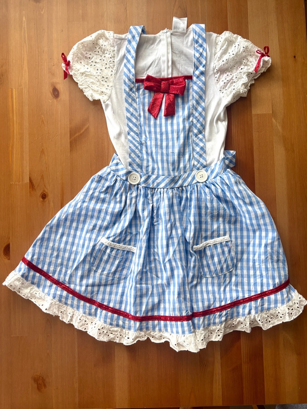 Wizard of Oz Dorothy Girls' Halloween Costume Dress with Red Bow